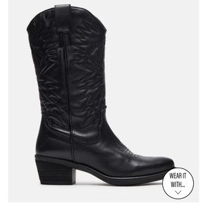 Steve Madden black Hayward leather cowgirl boots size 8